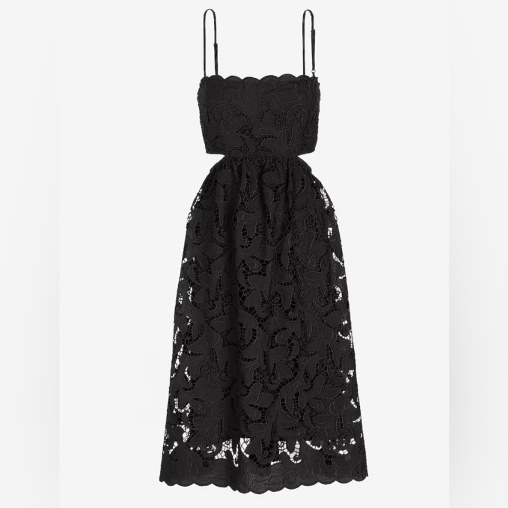 Express Elegant Black Eyelet Dress